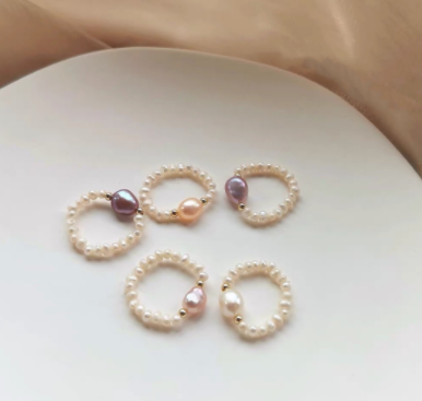 Orange Pink Pearl Ring