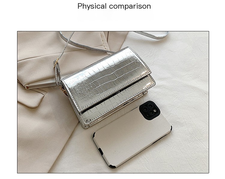 Crocodile Pattern Beaded Chain Crossbody Bag - 2