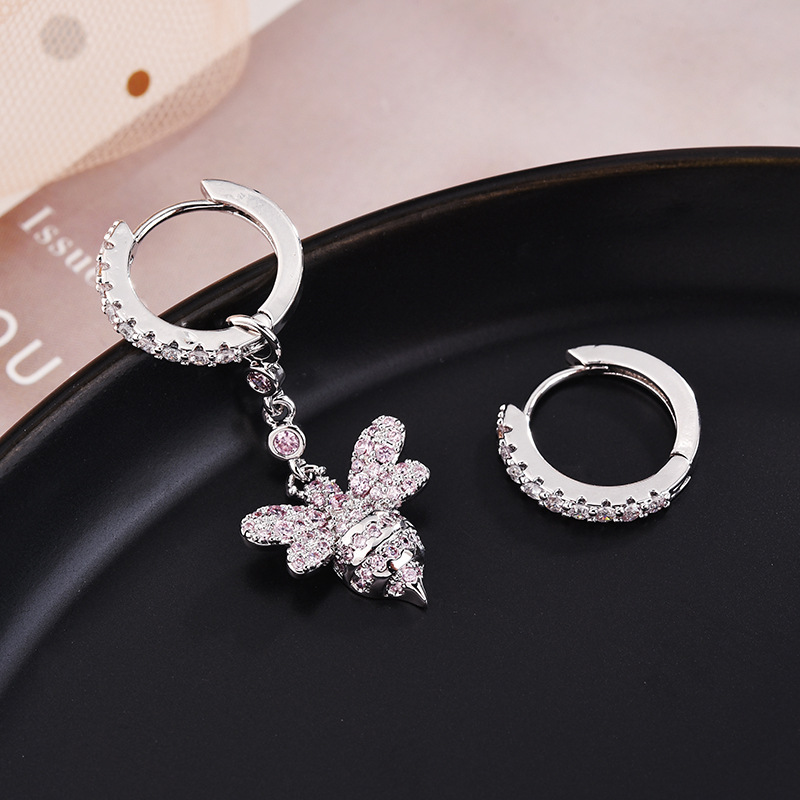 Pink Bee Hoop Earrings