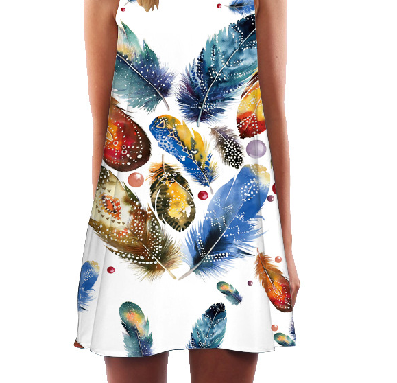 Digital Print Off-Shoulder Dress 4