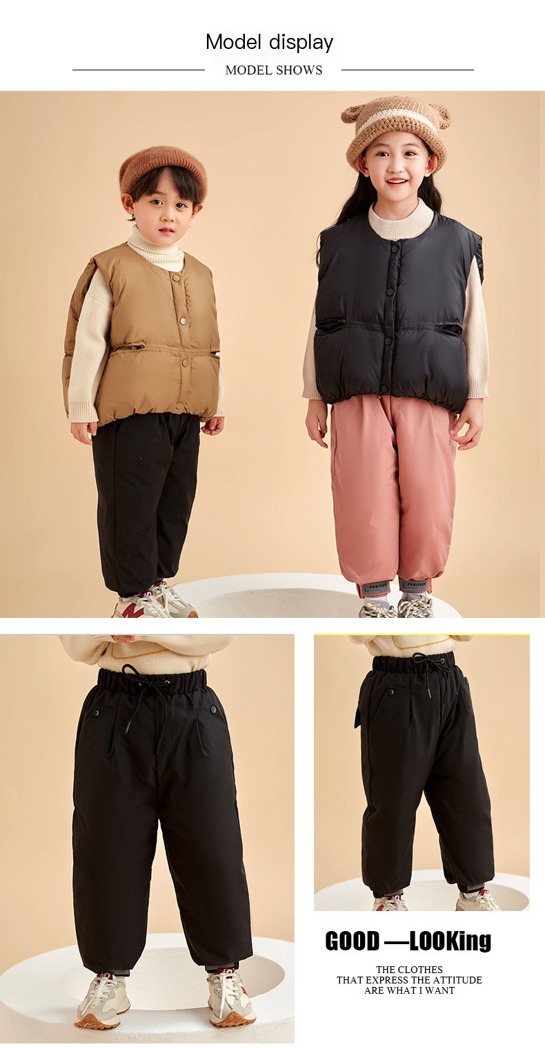 2022 Winter New Children's Down Pants for Boys and Girls Thickened Warm Baby Small and Medium-sized Children's Outer Wear Cotton Pants