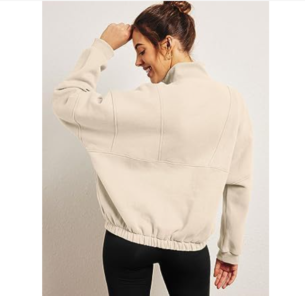 Half Zip Dropped Shoulder Sweatshirt in Various Colors