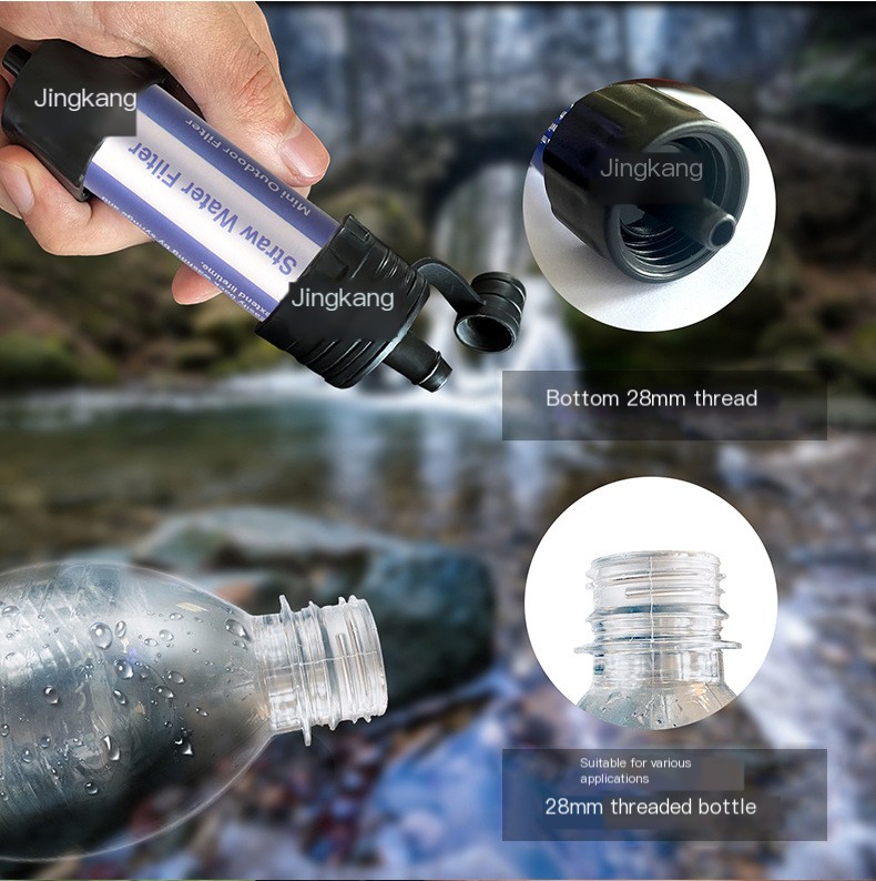 Water purification straw for outdoor use
