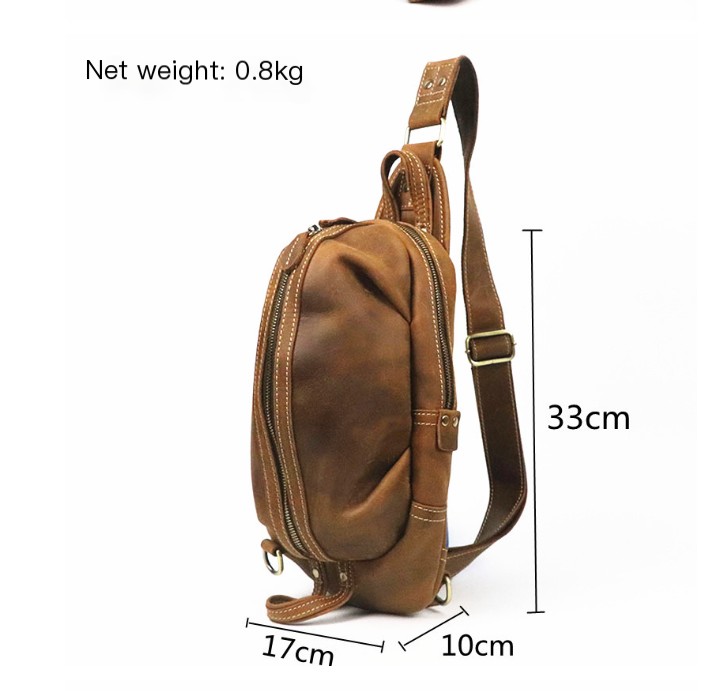 Retro Cowhide Chest Bag - Image 3