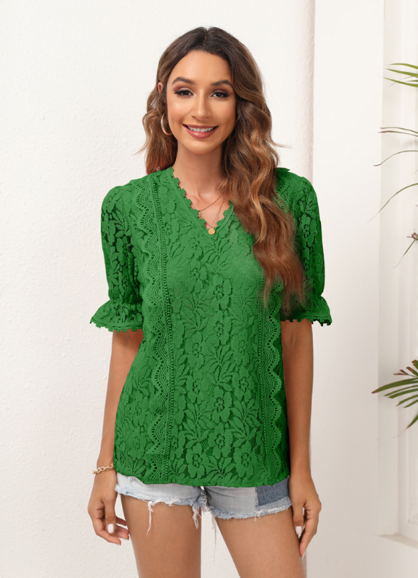Blusa Rendinha Manga Rosa Image 3