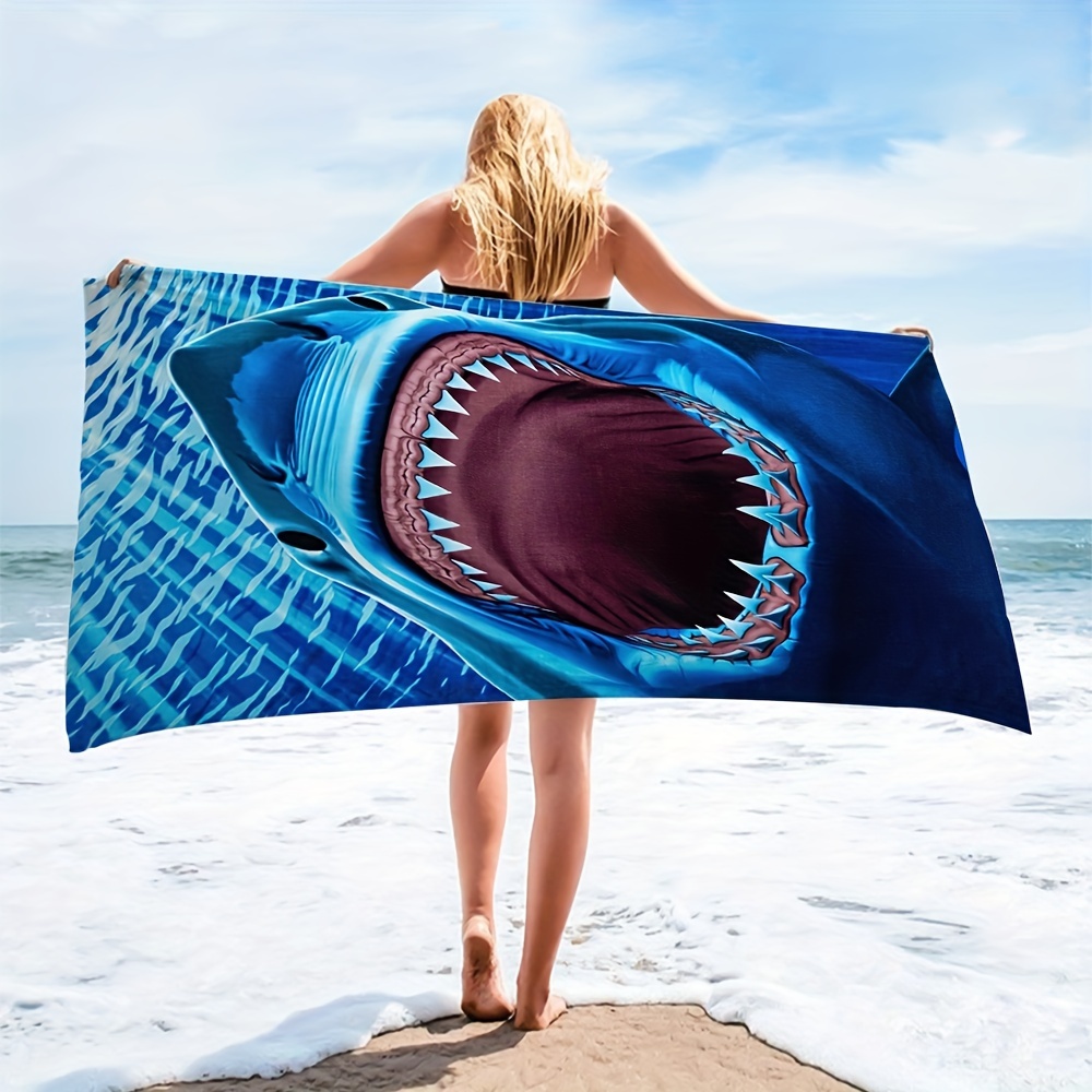 1pcs Big Mouth Shark Beach Towel, Microfiber Oversized Beach Blanket Super Absorbent Bath Towel for Travel Pool Surf Yoga Beach Towel image