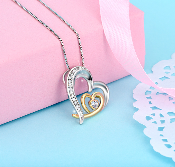 Double Heart Pendant Necklace