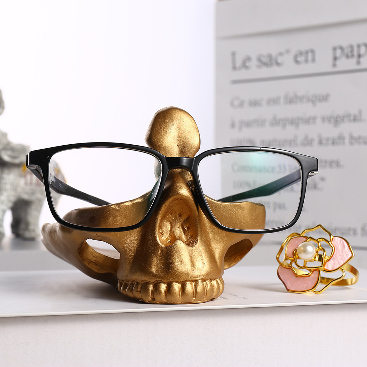 Gothic Skeleton Eyeglass Holder in Black