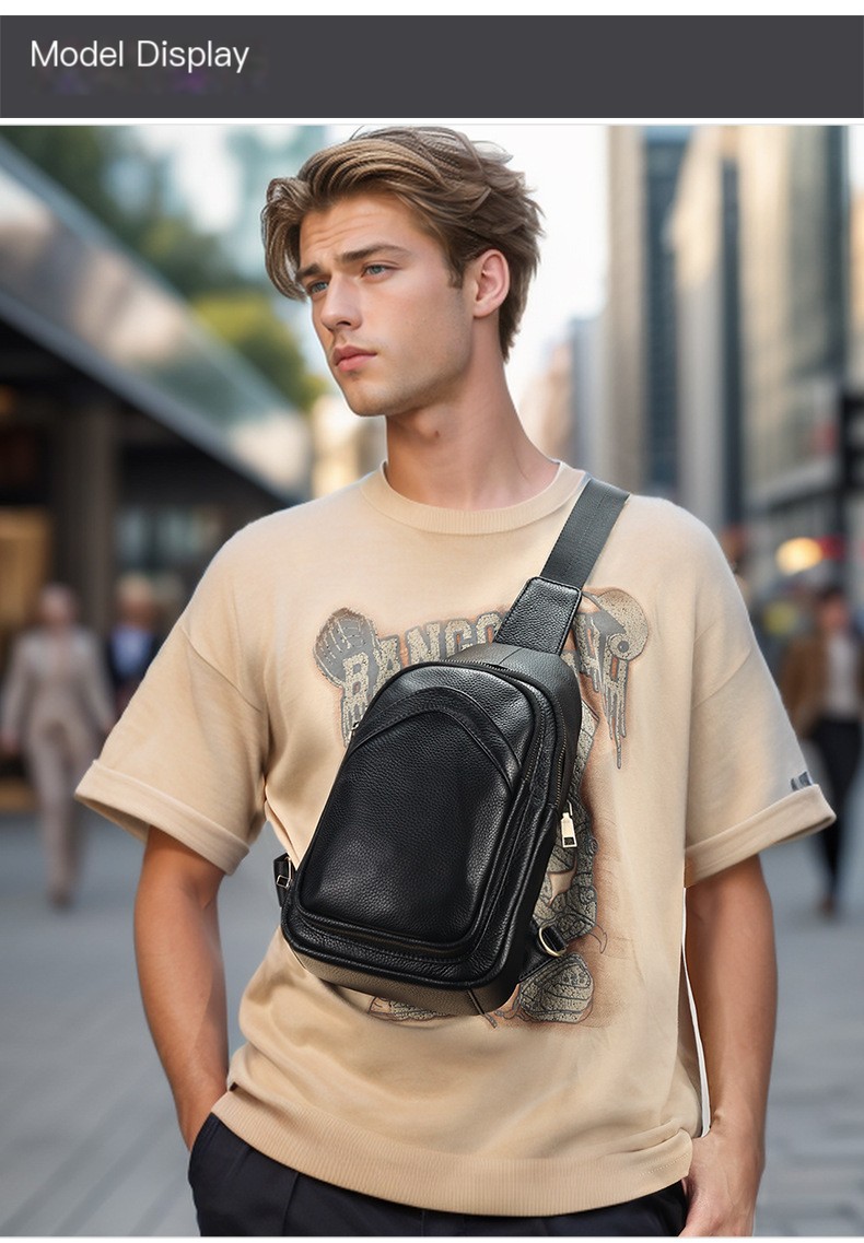 Fashion Men's Chest Leather Messenger Bag - Image 8