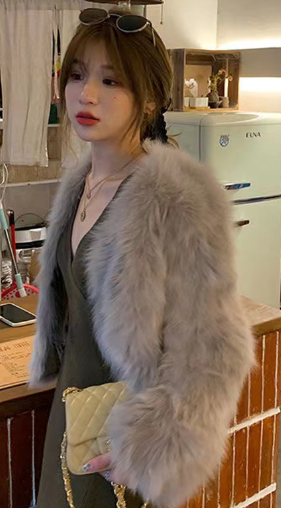 Imitation Fur Coat Back View