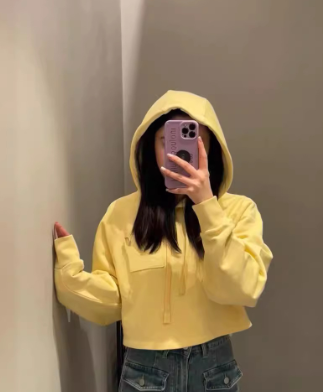 Hooded Short Sweatshirt Back View