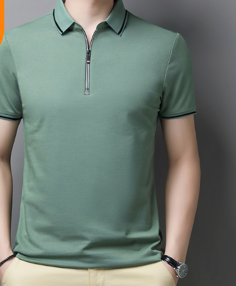Men's Polo Zip T-Shirt Image 3