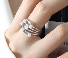 Vintage Ripple Wave Pearl Ring 1