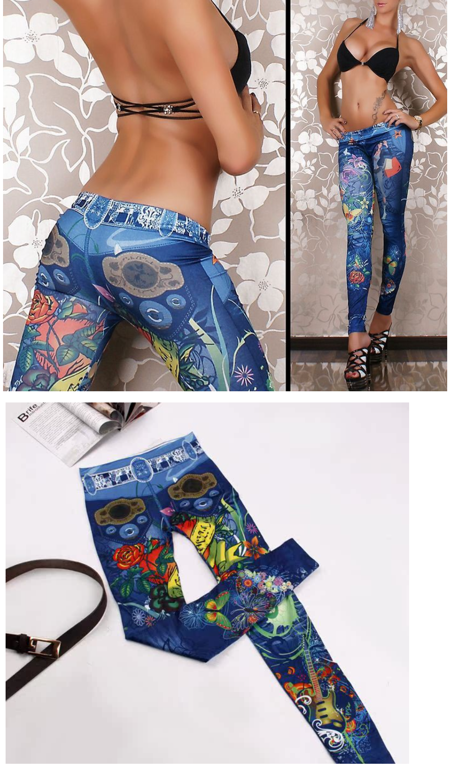 Denim-Style Printed Leggings