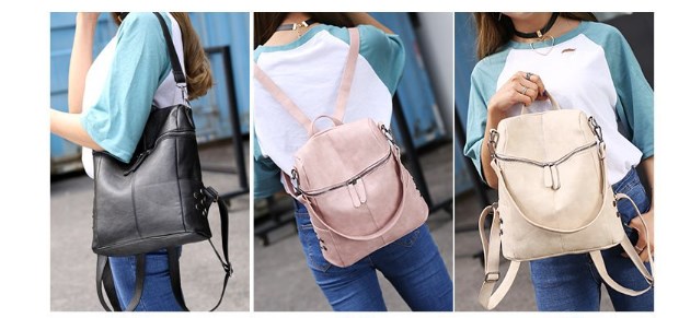 Black Fashionable Dual-Use Backpack