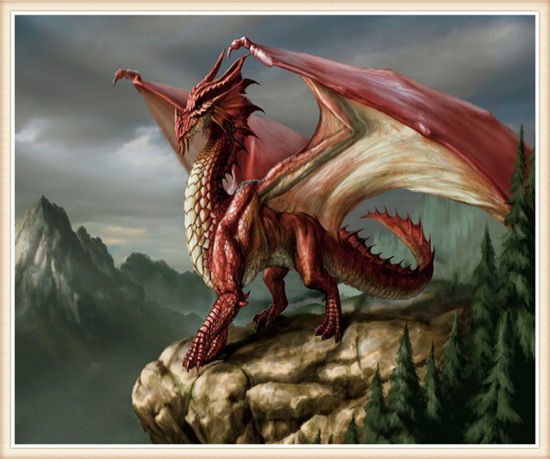 3D Diamond Cross Stitch Red Dragon