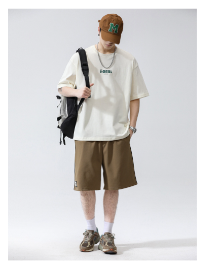 Men's Loose Street Short-sleeved Shirt in Khaki