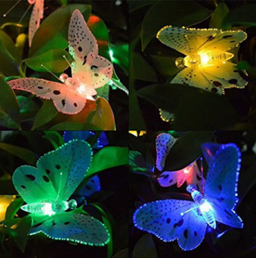12 LED Fiber Optic Butterfly Solar String Lights