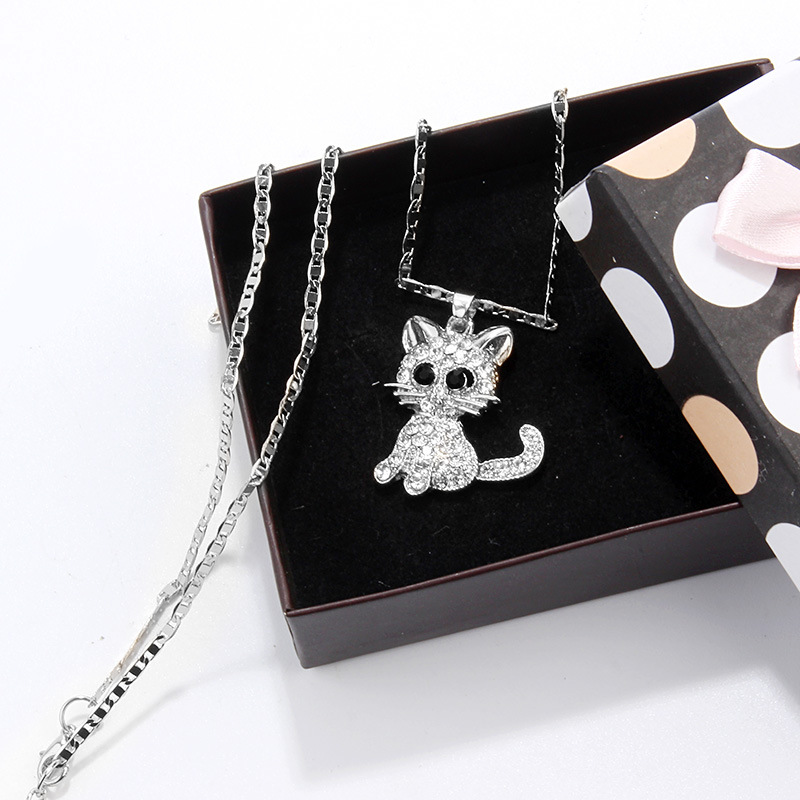Fashion Water Rhinestone Cat Necklace - Image 2
