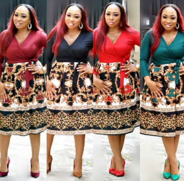 Printed Waist-Cinched A-Line Skirt 1