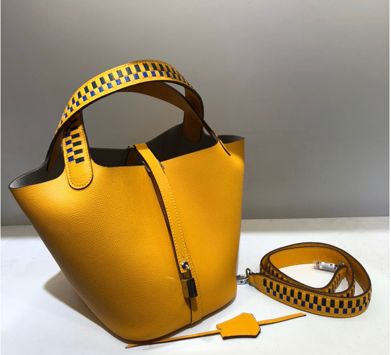 Genuine Leather Woven Bucket Bag 5