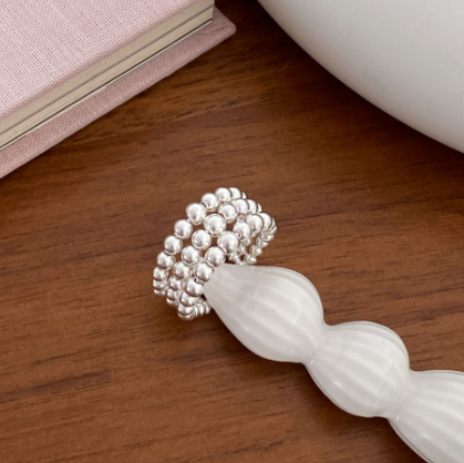 Adjustable Ring with Beaded Rows - Image 1