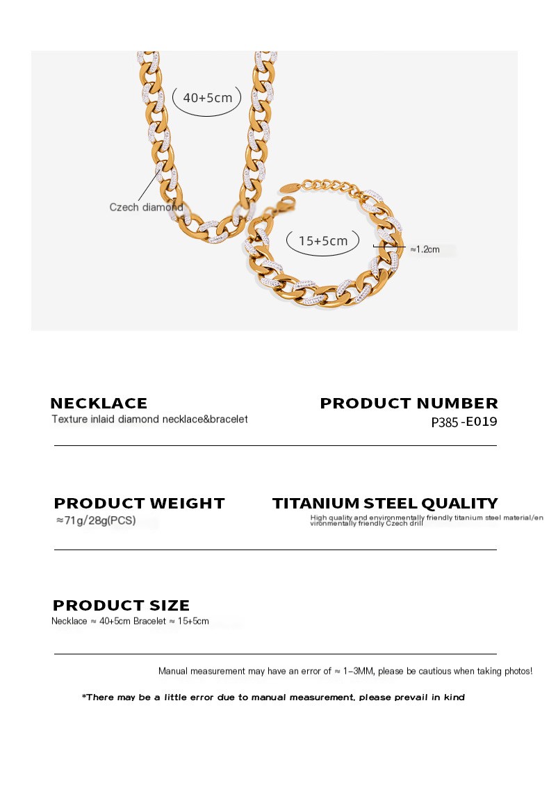 Zircon Titanium Steel Chunky Chain Bracelet 2
