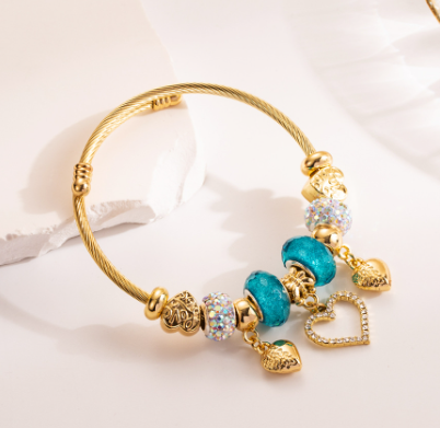 Blue Heart-shaped Bracelet