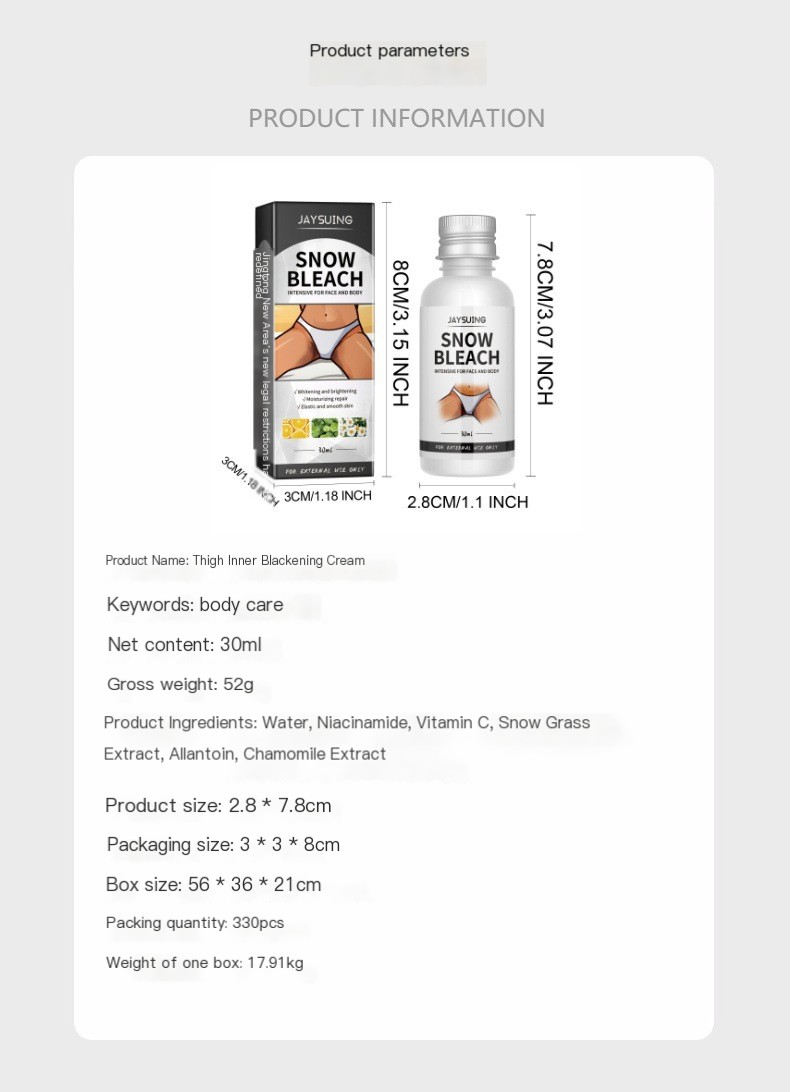 Whitening Body Cream Lightening Brightening Underarm Bleaching Spot Intimate Part Removal Dark Reduce Dullness Snow Bleach Cream