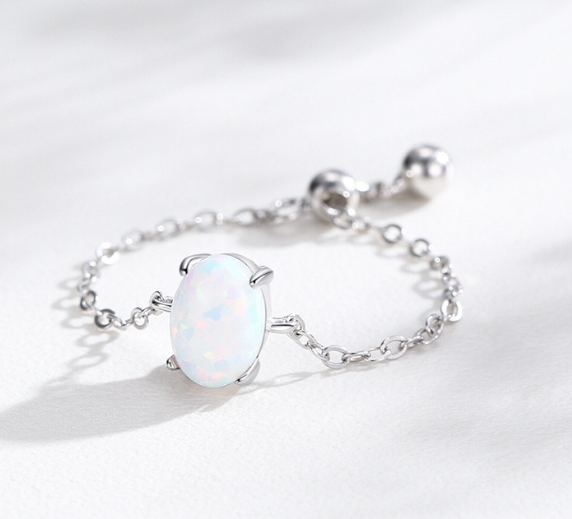 Opal Adjustable Chain Ring White