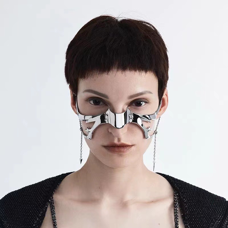 Black Head New Mechanical Blood Blade Ability Design Special-shaped Fluid Lip Ring Face Earrings Set image