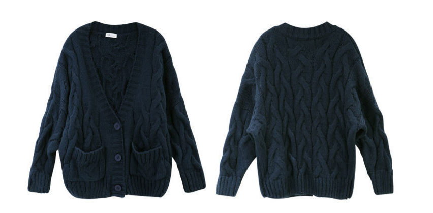 Deep V-Neck Knitted Cardigan Image 3