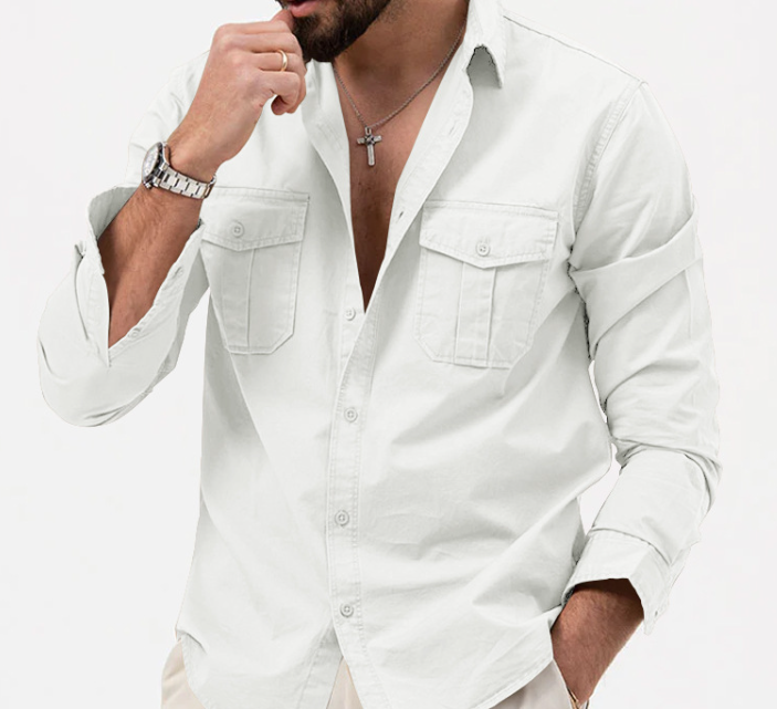 Slim Fit Multi-Pocket Workwear Shirt Image 5