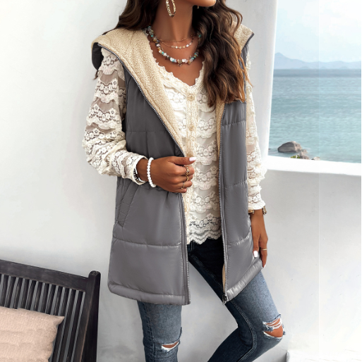 Women's Hooded Cotton Jacket with Pockets