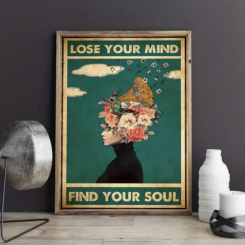 1pc, Wall Poster, Wall Canvas, Canvas Painting, Home Decor Creative Canvas Prints Lose Your Mind Find Your Soul Painting Wall Artwork Retro Girl Music Poster Pictures, Home Decor image