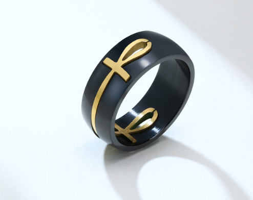 Stainless Steel Black Gold Men's Ring Image 4