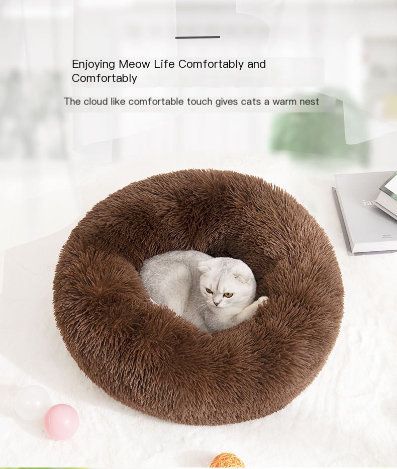 Round Plush Dog Bed 4