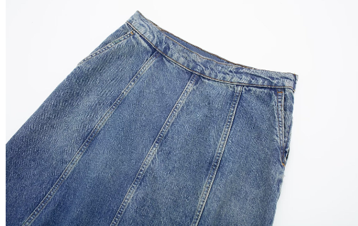 Light Blue Denim Skirt Back View