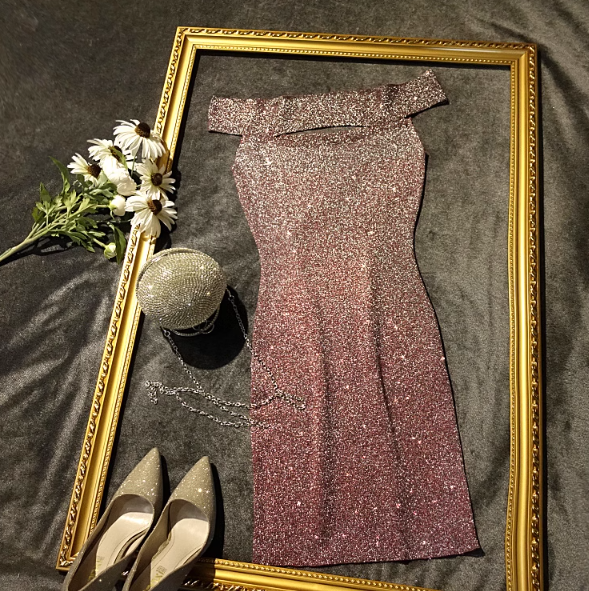 One-Shoulder Mini Dress Wine Red