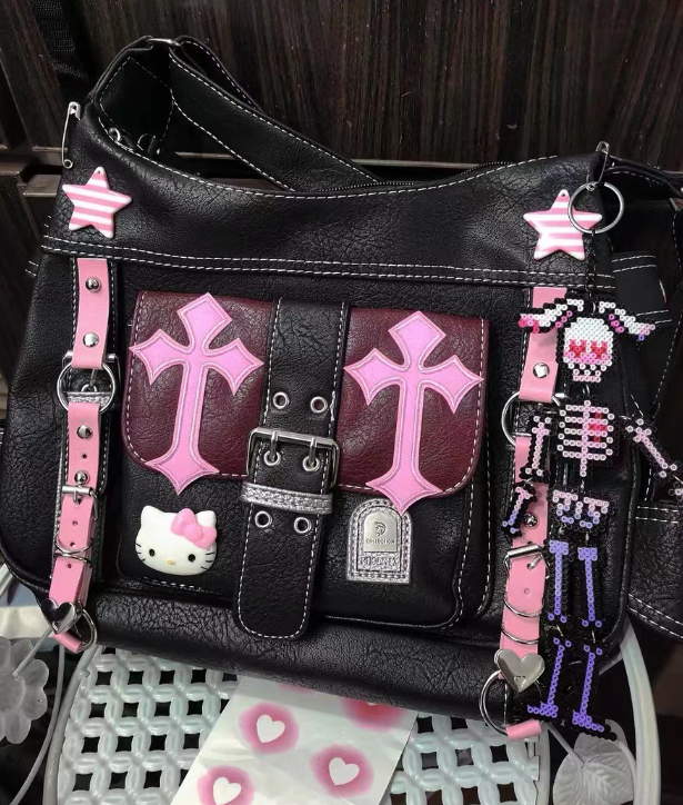 Sanrio Kitty Black and Pink Crossbody Bag
