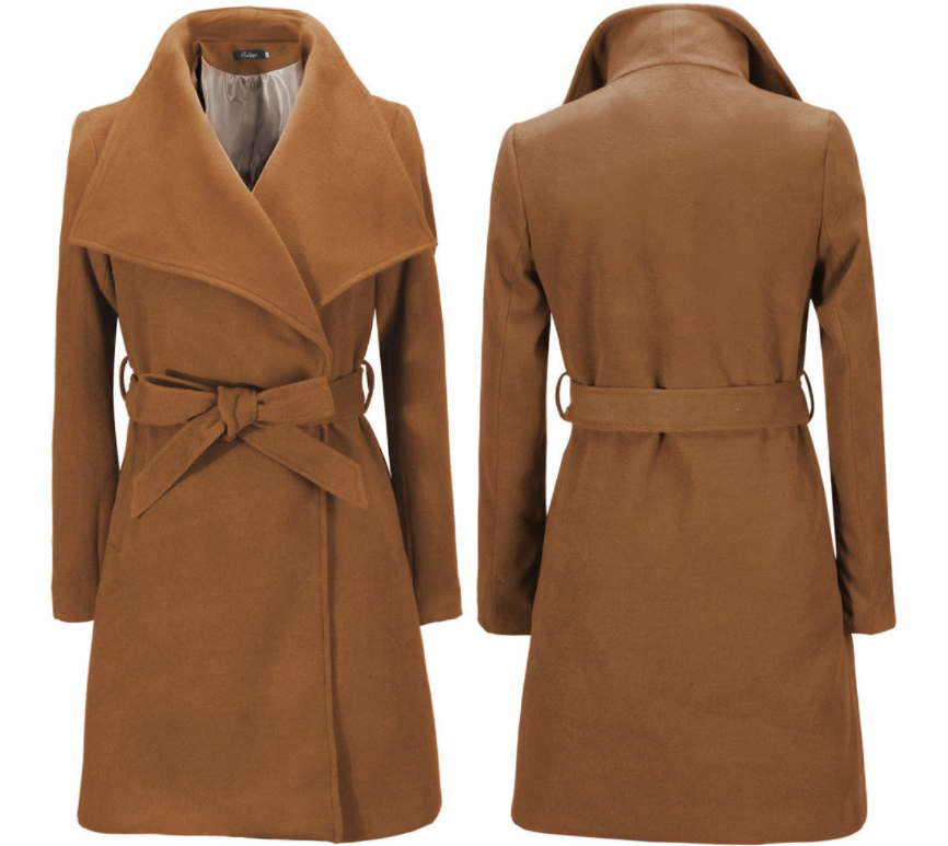 Women's Mid-length Coat Khaki XL