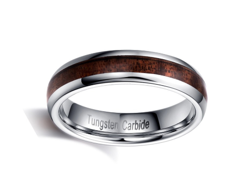 Wood Grain Tungsten Ring