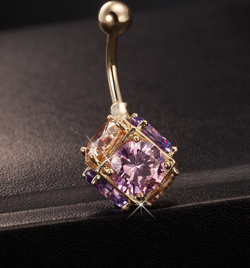 Colorful Square Crystal Belly Button Ring 1