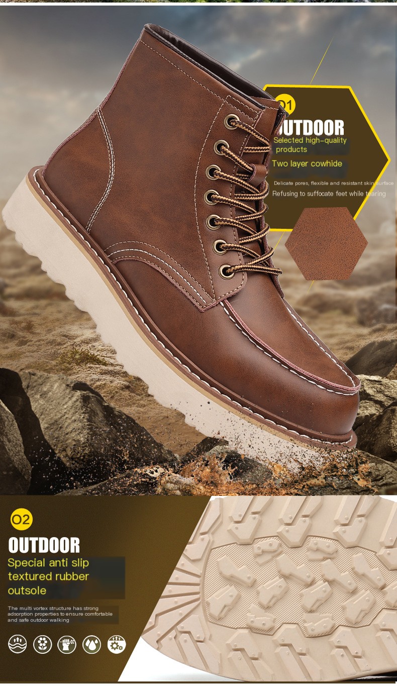 Mid-high men's British style tooling shoes 3