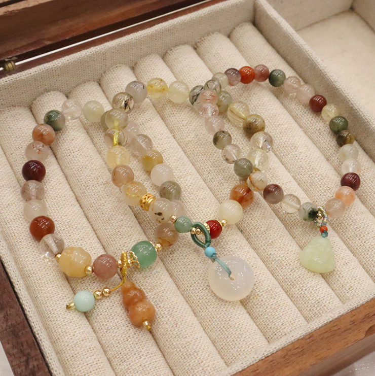 Natural Jewelry Single Circle Quartz Golden Jade Bracelet 3