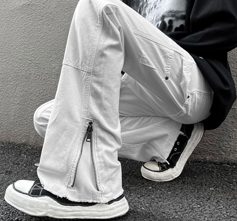 Vintage Street Structure Zip Loose Straight Jeans 4