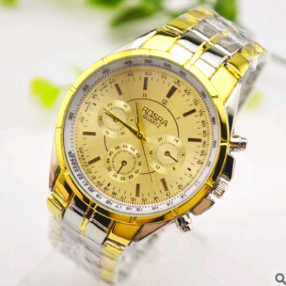 三眼六针时尚钢带手表