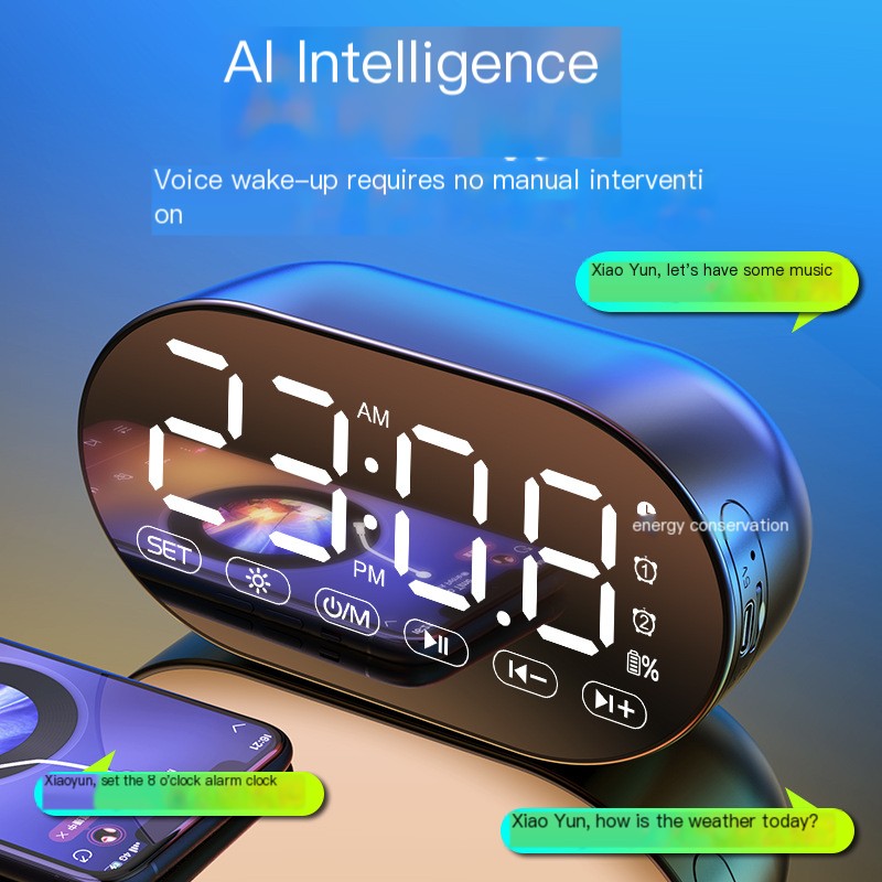 AI Smart Bluetooth Speaker Alarm Clock