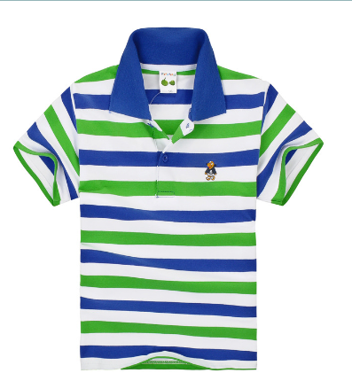 CUHK Children's T-shirt Cotton Striped Lapel Polo Shirt Image 4