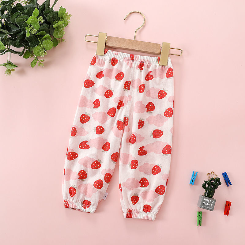 Girls Cotton Flower Cute Printed Trousers 3